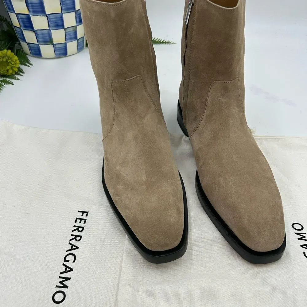 Men’s Salvatore Ferragamo suede Gerald ankle boots size 8.5 EE made in Italy